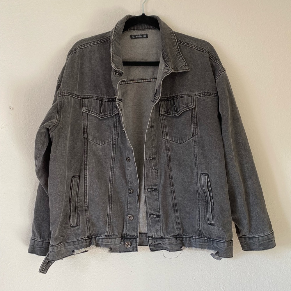 SHEIN oversized black denim jacket